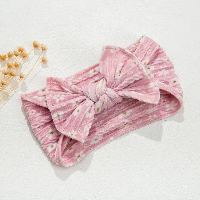 Print Nylon Baby Girl Headband Bow Topknot