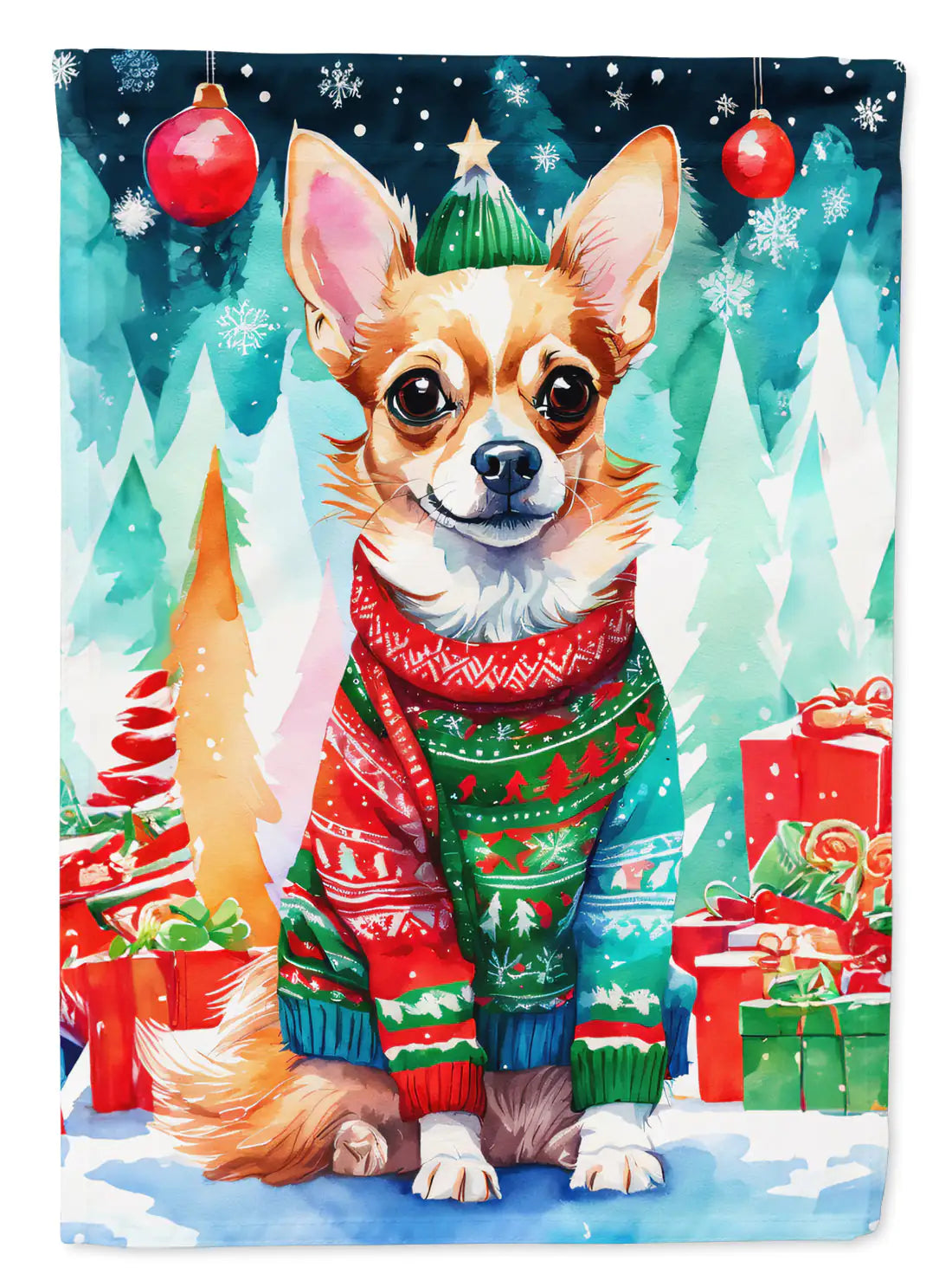 Chihuahua Christmas House Flag