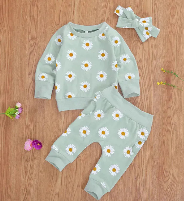 Full Print Chrysanthemum Baby And Child Suit