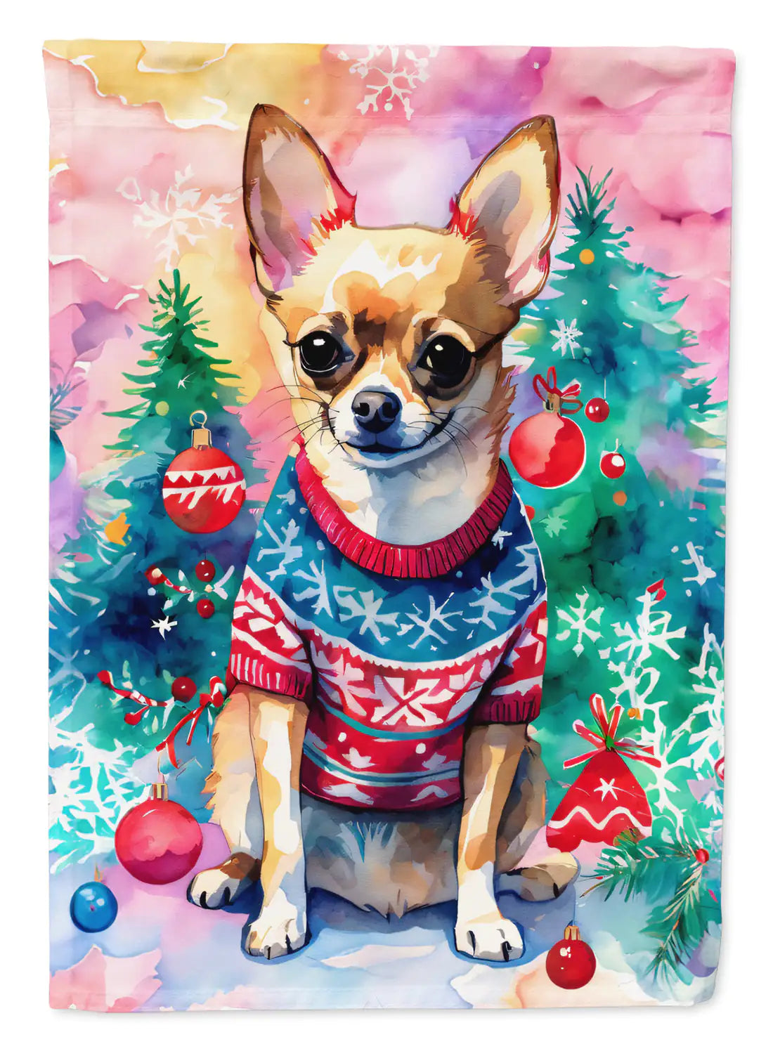 Chihuahua Christmas House Flag