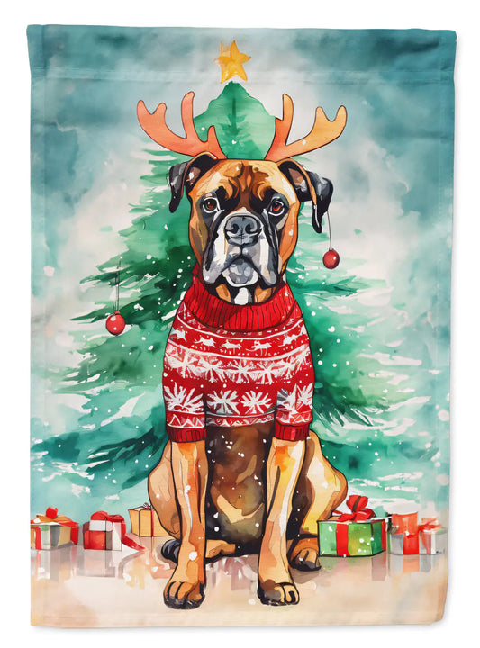 Boxer Christmas House Flag