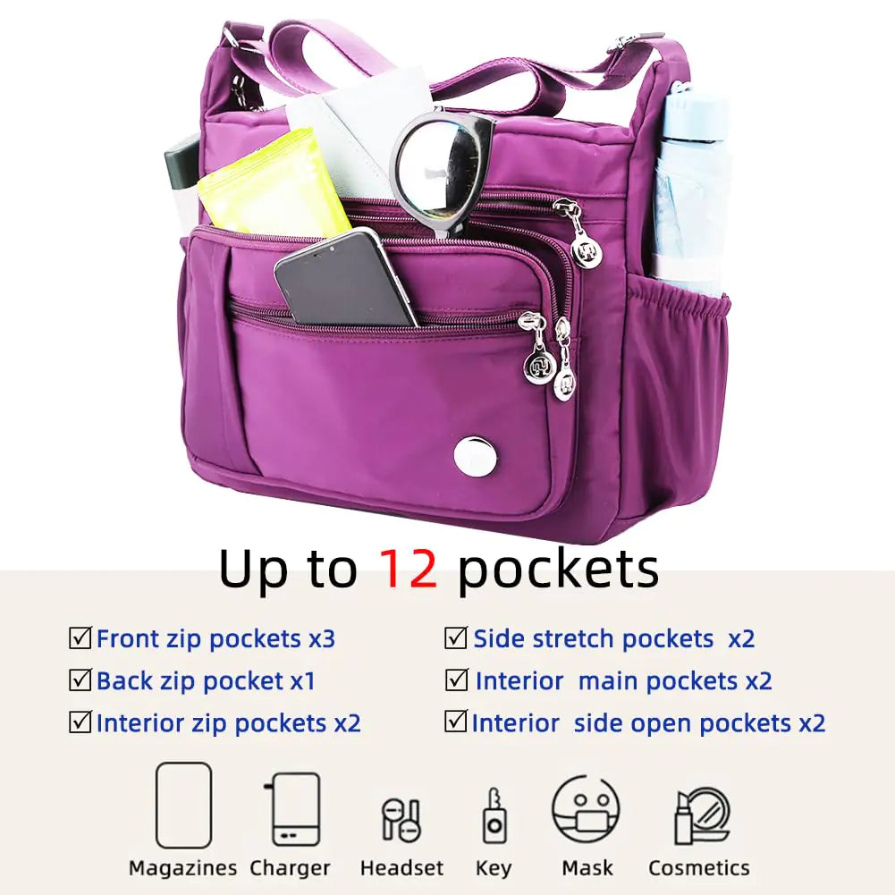 MINTEGRA Women Shoulder Handbag Roomy Multiple Pockets Bag Ladies Crossbody Purse Fashion Tote Top Handle Satchel Purple-s