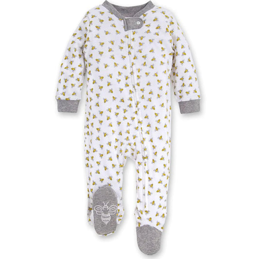 Burt's Bees Baby Boys' Sleep and Play Pjs, 100% Organic Cotton One-piece Zip Front Romper Jumpsuit Pajamas Newborn Honey Bee 1