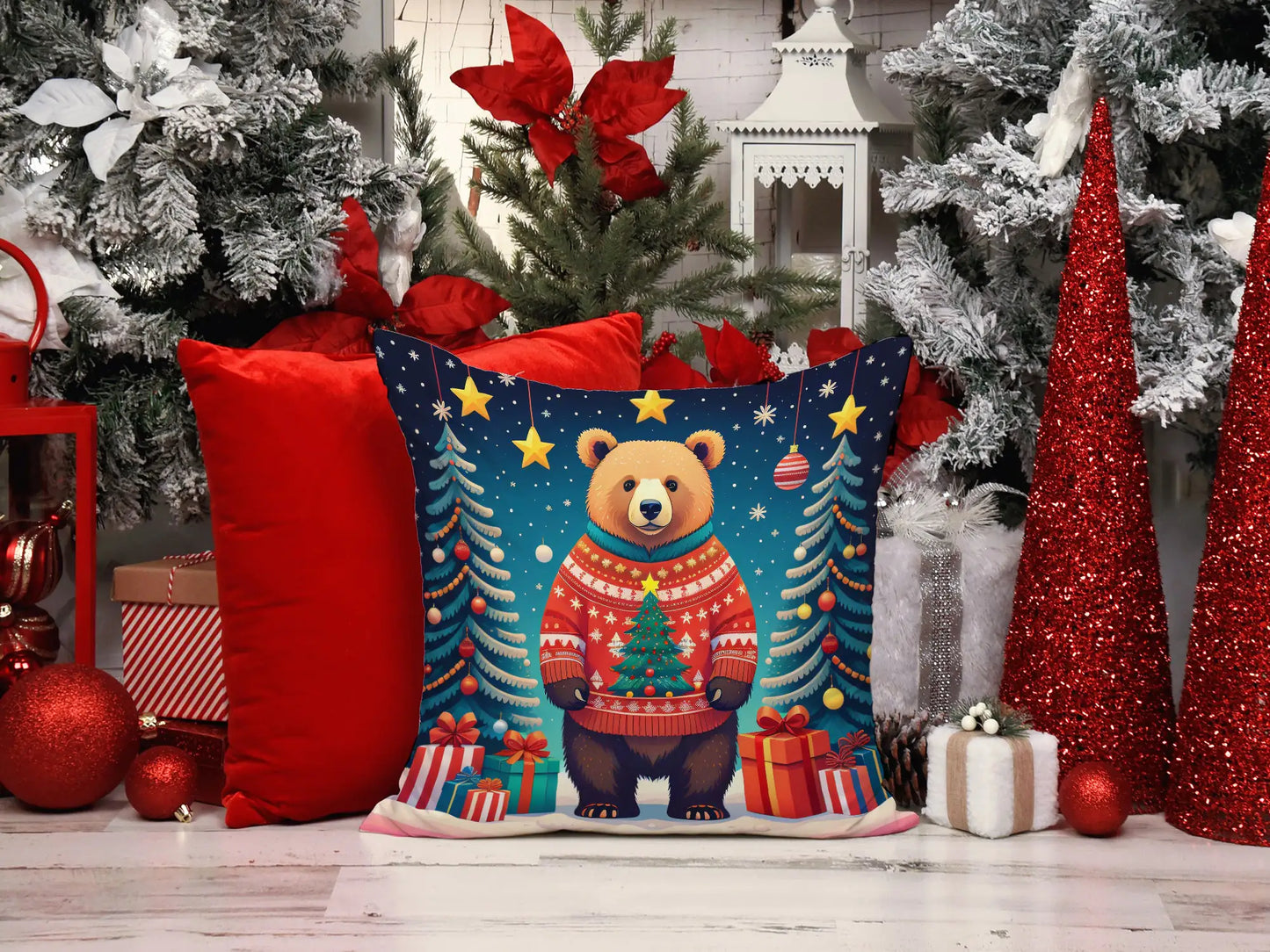 Bear Christmas Throw Pillow