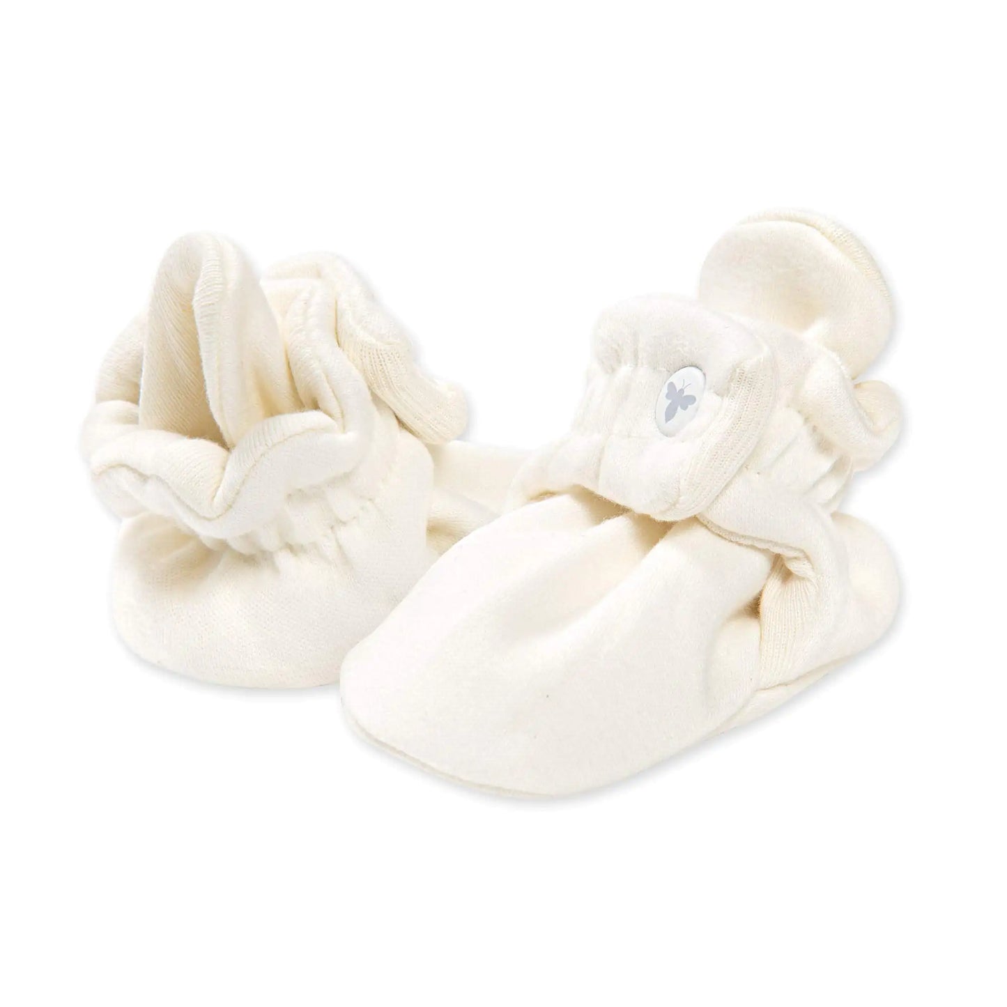 Burt's Bees Baby Unisex Baby Booties, Organic Cotton Adjustable Infant Shoes Slipper Sock 6-9 Months Infant Eggshell White