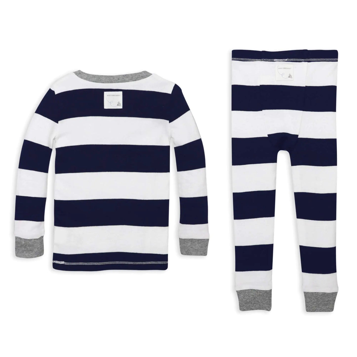 Burt's Bees Baby Baby Boys' Pj Set, Tee and Pant 2-Piece Pajamas, 100% Organic Cotton 3T Midnight Rugby Stripe