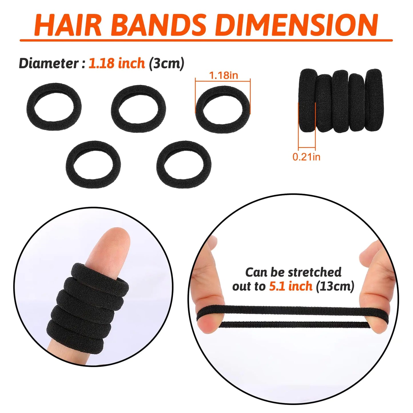 120 Pcs Baby Hair Ties, Cotton Toddler Hair Ties for Girls and Kids, Small Seamless Hair Bands Elastic Ponytail Holders(Black) Black