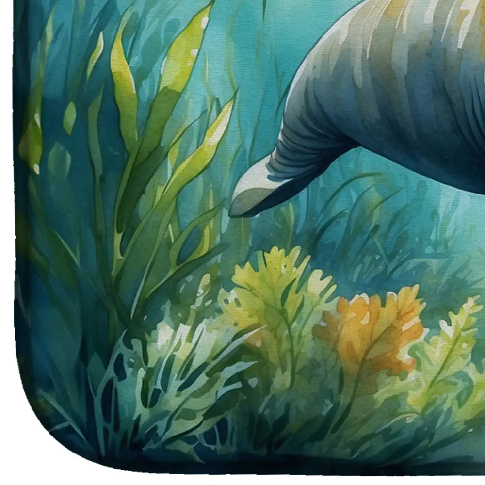 Manatee in a Seagrass Bed Dish Drying Mat