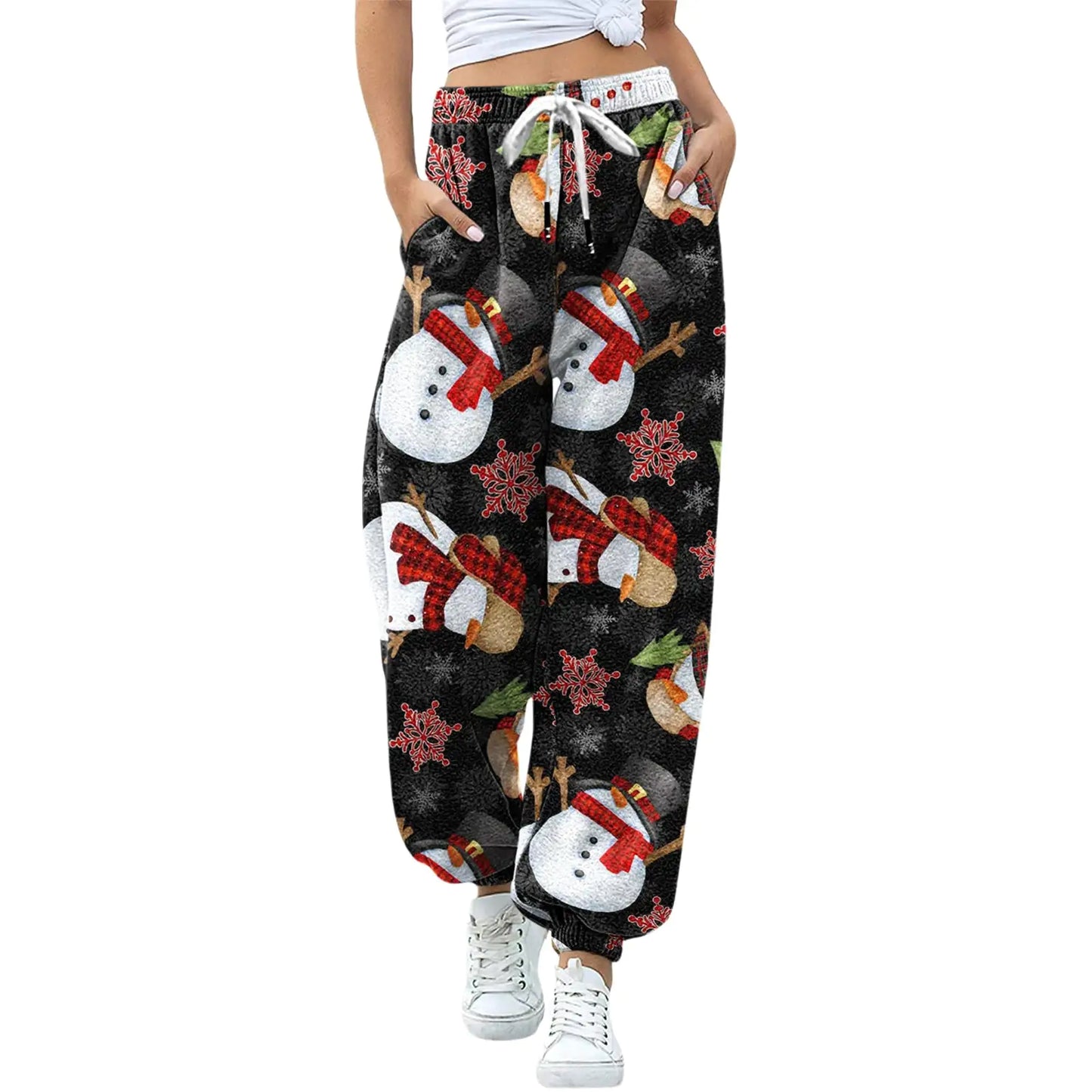 Christmas Print Drawstring Leggings