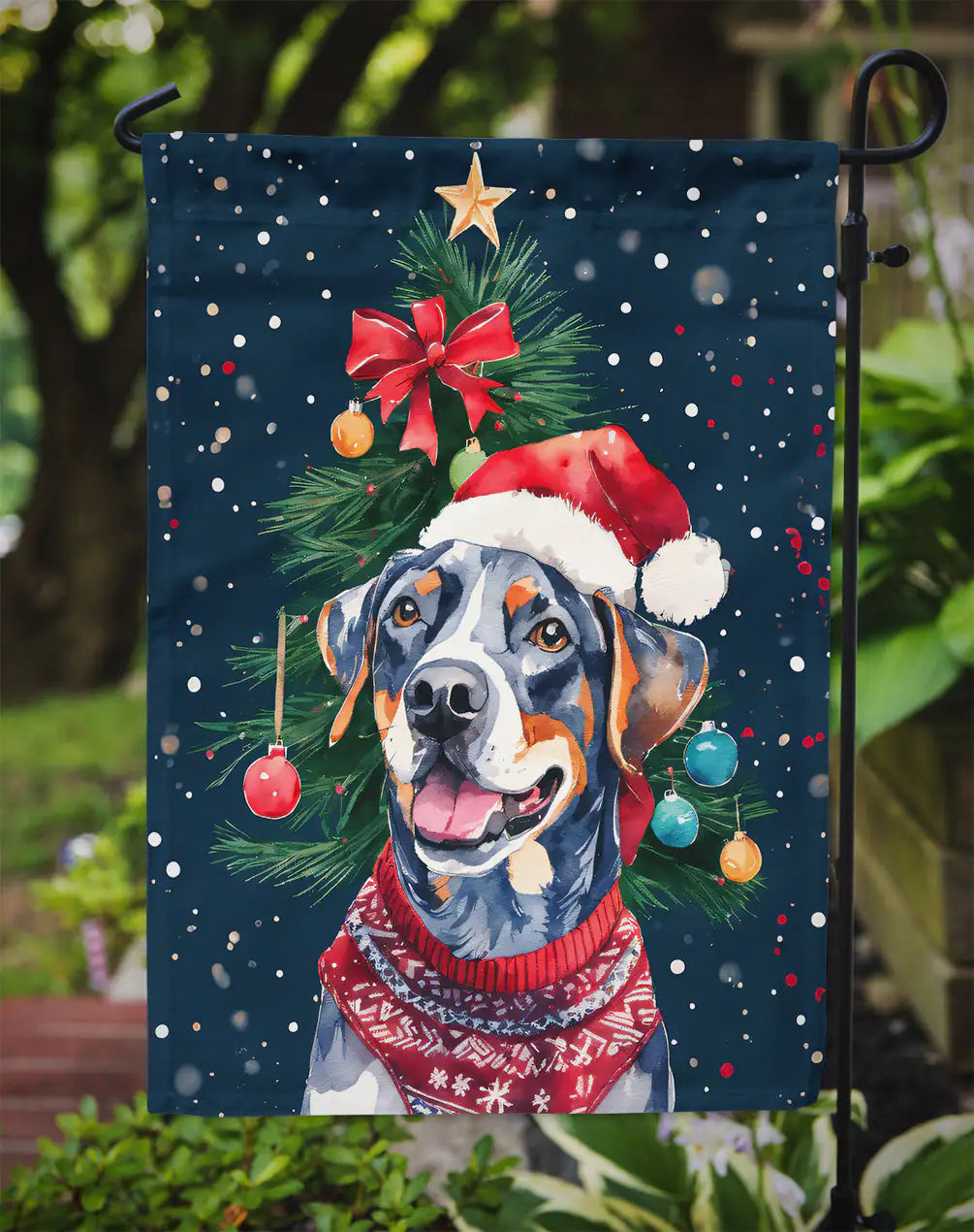 Catahoula Christmas Garden Flag