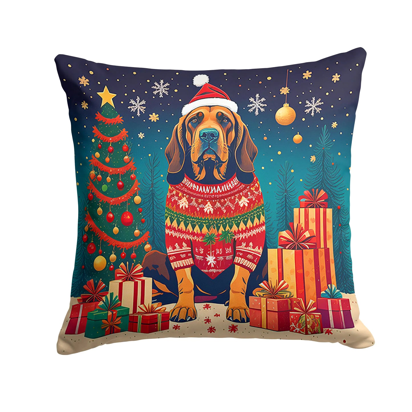 Bloodhound Christmas Throw Pillow