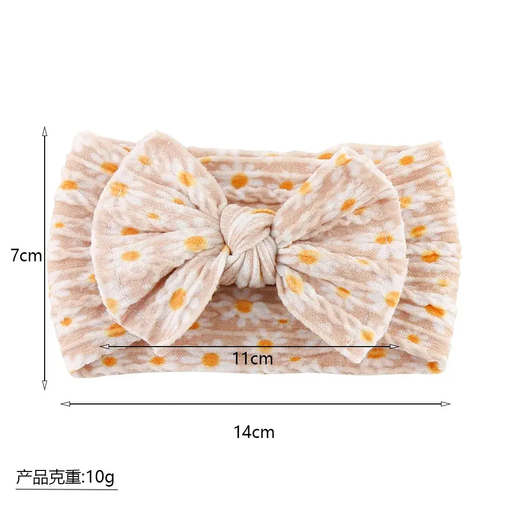 Print Nylon Baby Girl Headband Bow Topknot