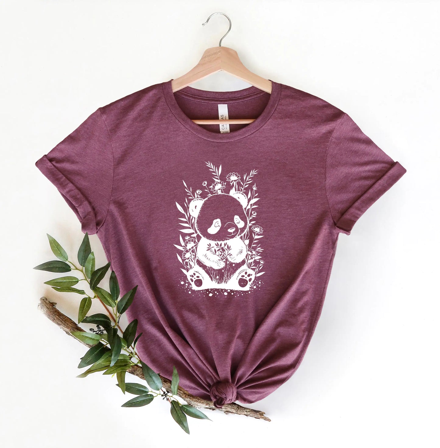 Boho Baby Floral Panda Shirt for Women, Unisex Fit, Panda Lover Tee