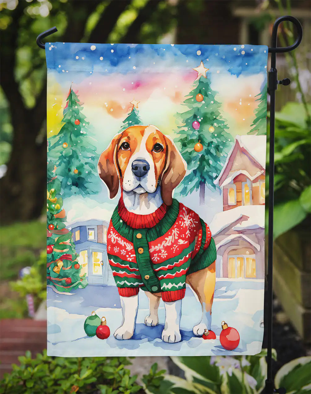 Beagle Christmas Garden Flag