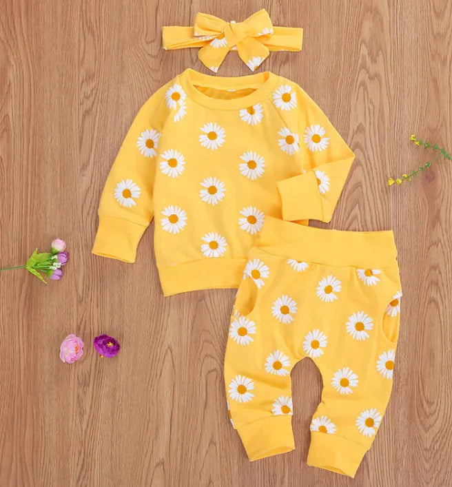 Full Print Chrysanthemum Baby And Child Suit