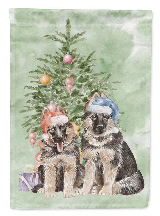 German Shepherd Momma Baby Christmas Presents and Tree Garden Flag