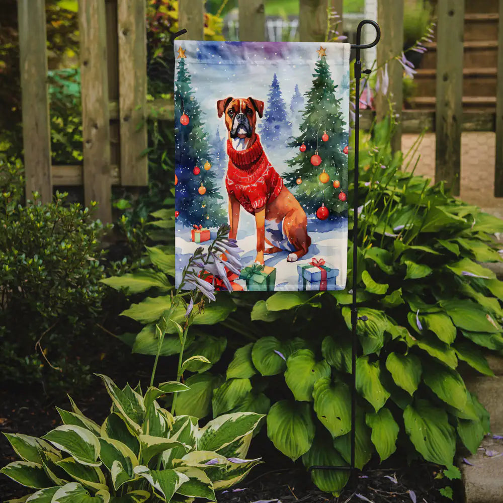 Boxer Christmas Garden Flag