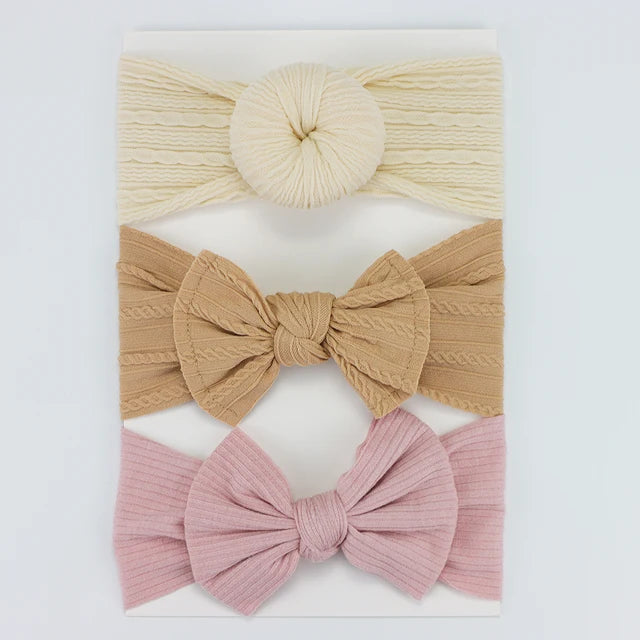 3Pcs/Lot Knit Baby Headband Bow Set