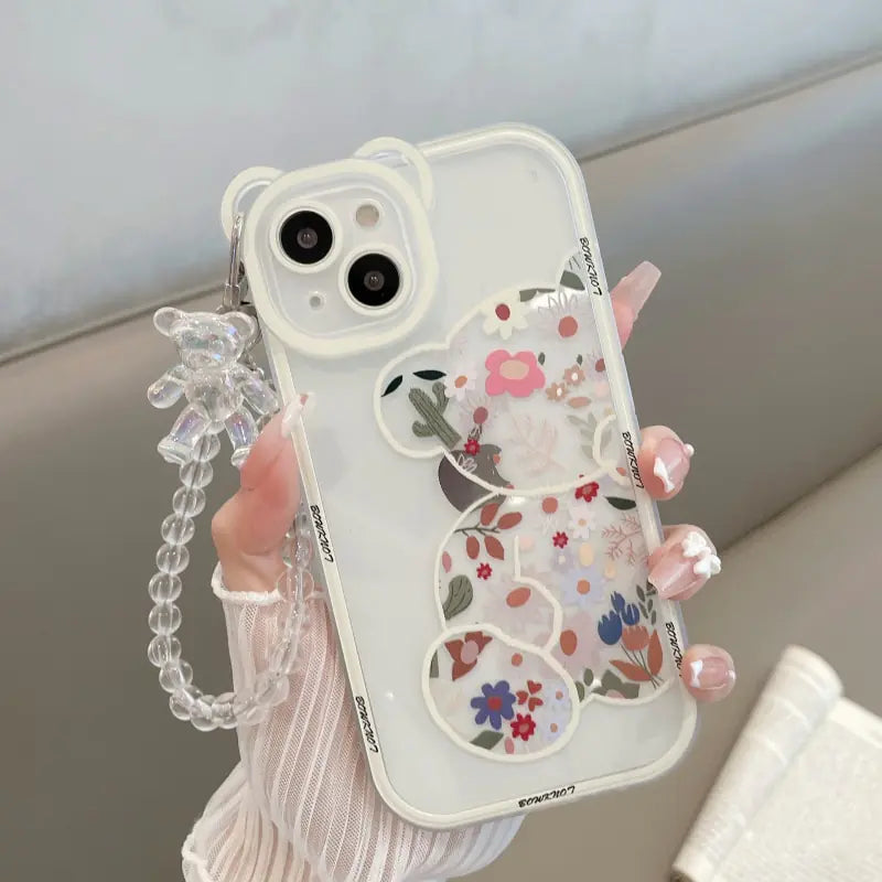 3D Bear Bracelet Soft Silicone Phone Case