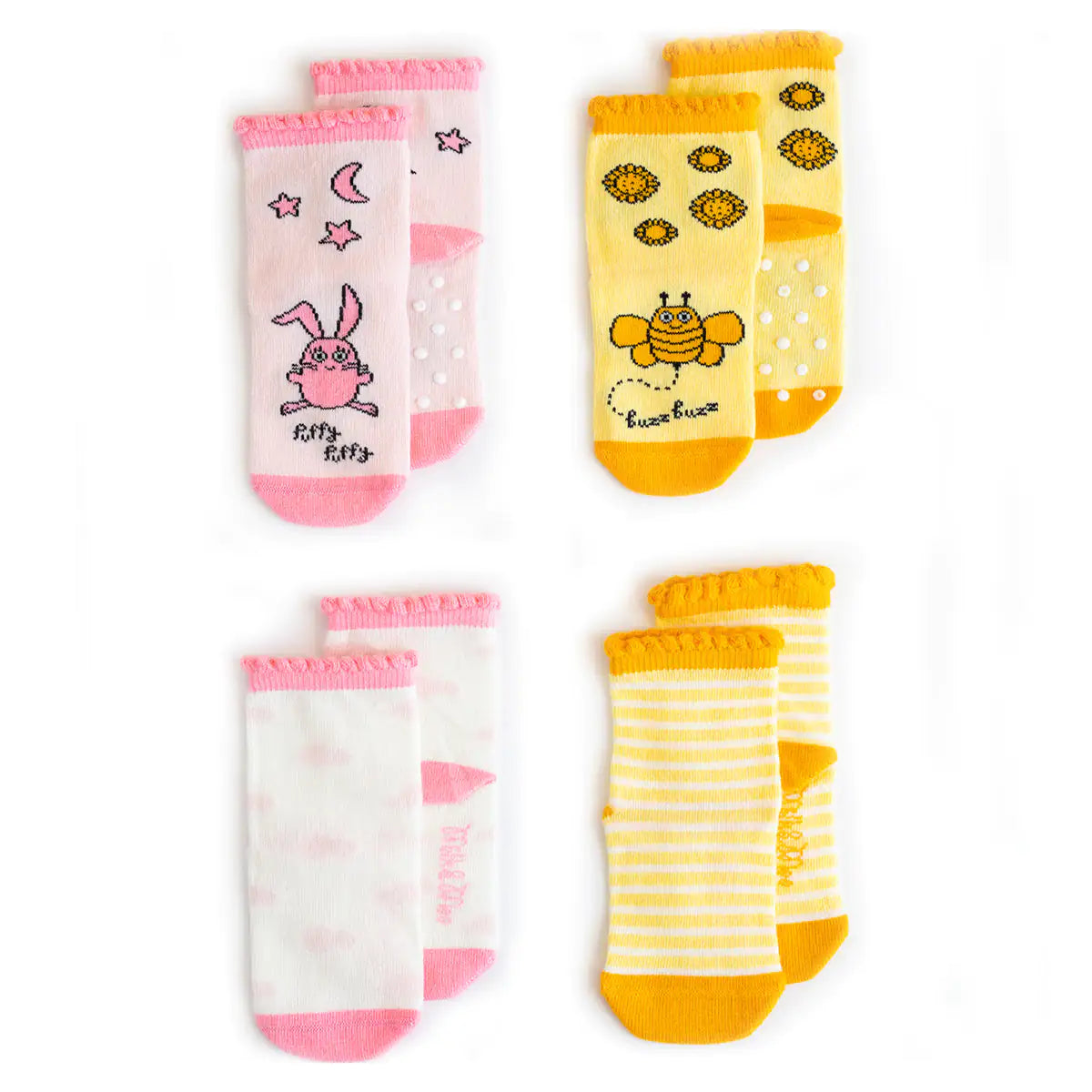 Milk&Moo Buzzy Bee and Chancin 4 Piece Baby Sock Set