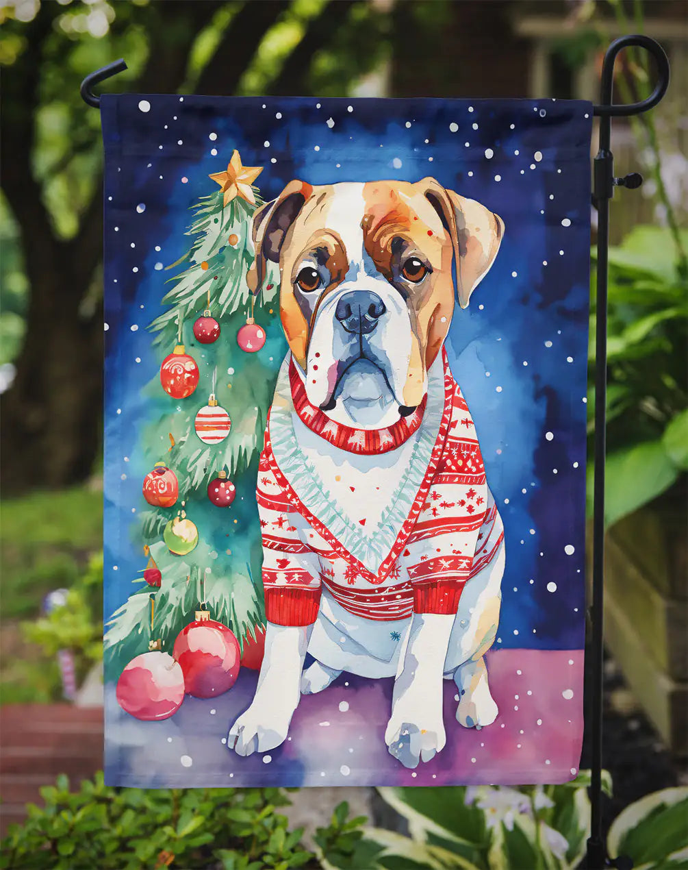 Boxer Christmas Garden Flag