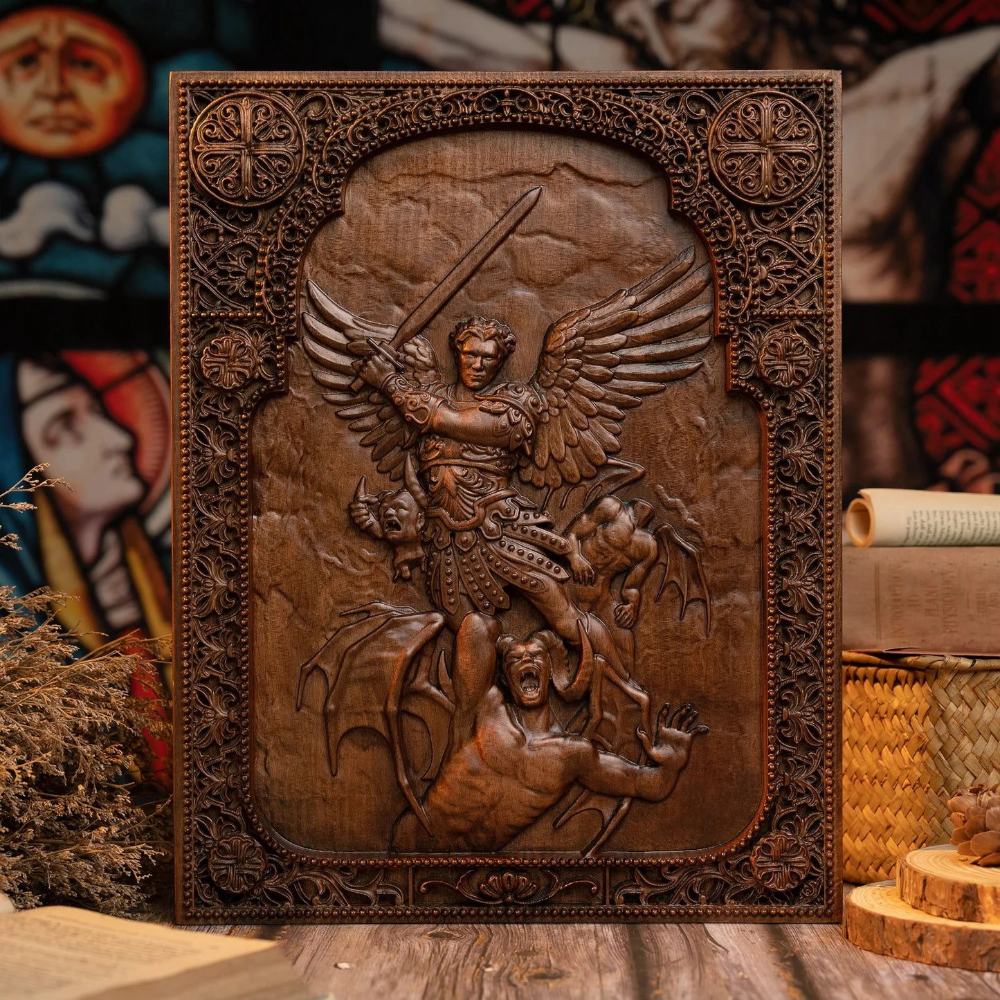 Archangel St. Michael Defeats Satan Relief Ornament