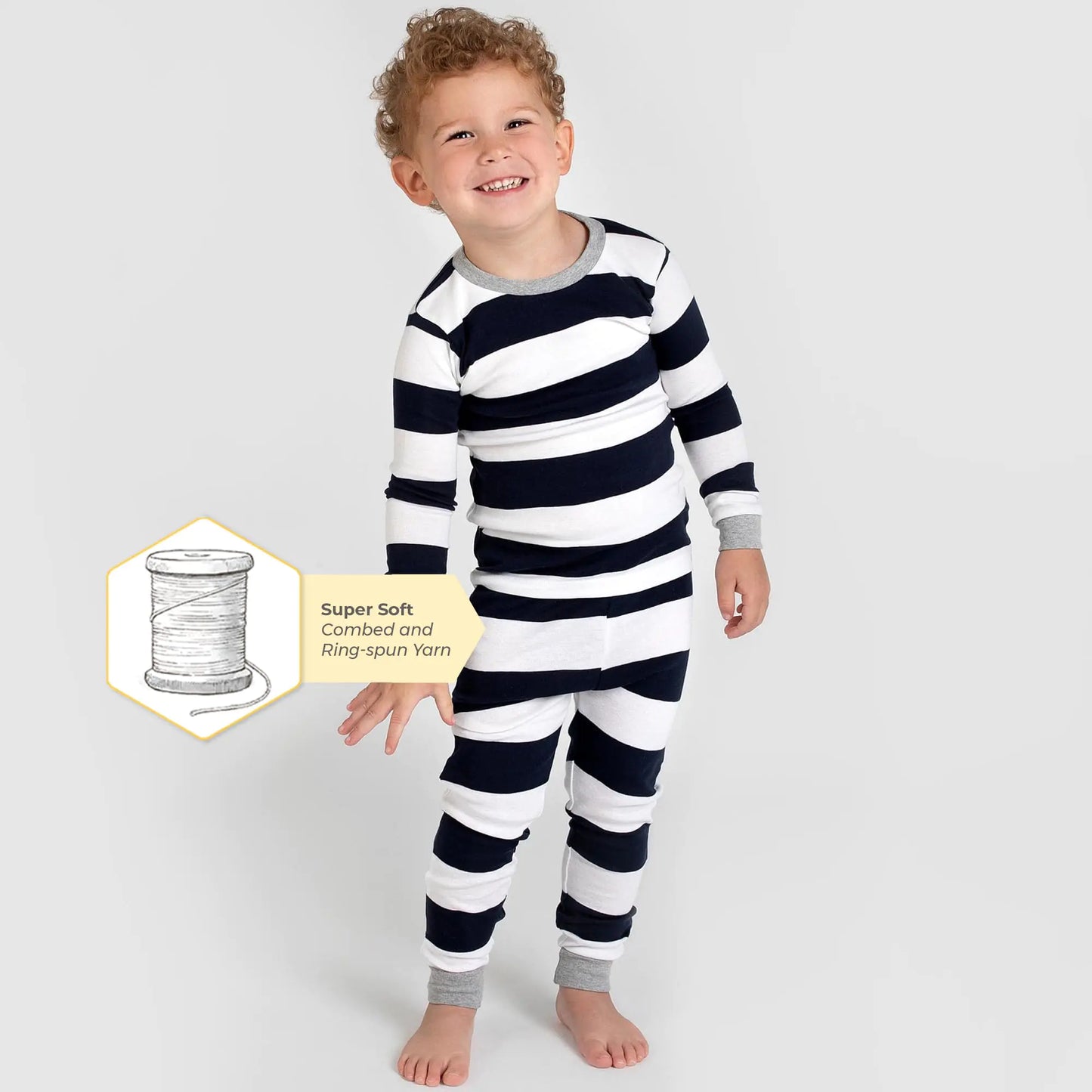 Burt's Bees Baby Baby Boys' Pj Set, Tee and Pant 2-Piece Pajamas, 100% Organic Cotton 3T Midnight Rugby Stripe