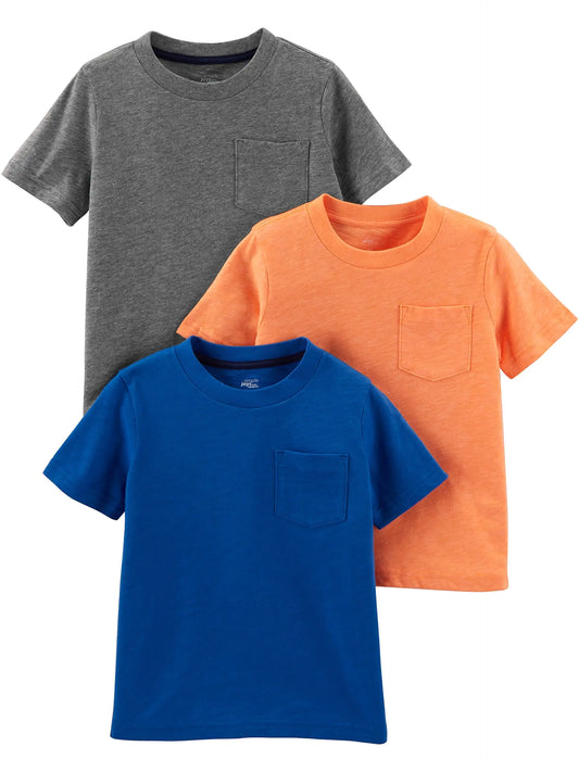 Simple Joys by Carter's Baby Boys' 3-Pack Short-Sleeve Tee Shirts 7 Grey/Orange/Royal Blue