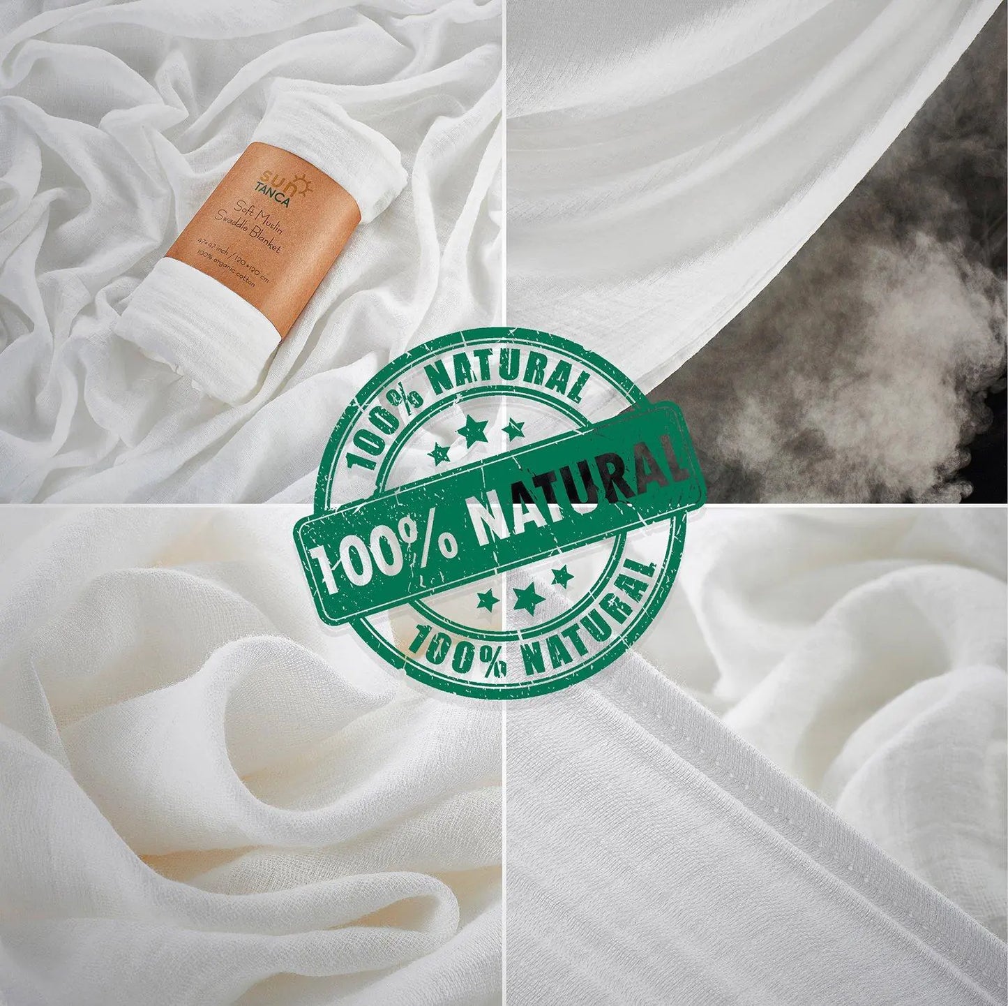 White Muslin Baby Swaddle Blanket 100% Organic Cotton Perfect for Swaddling