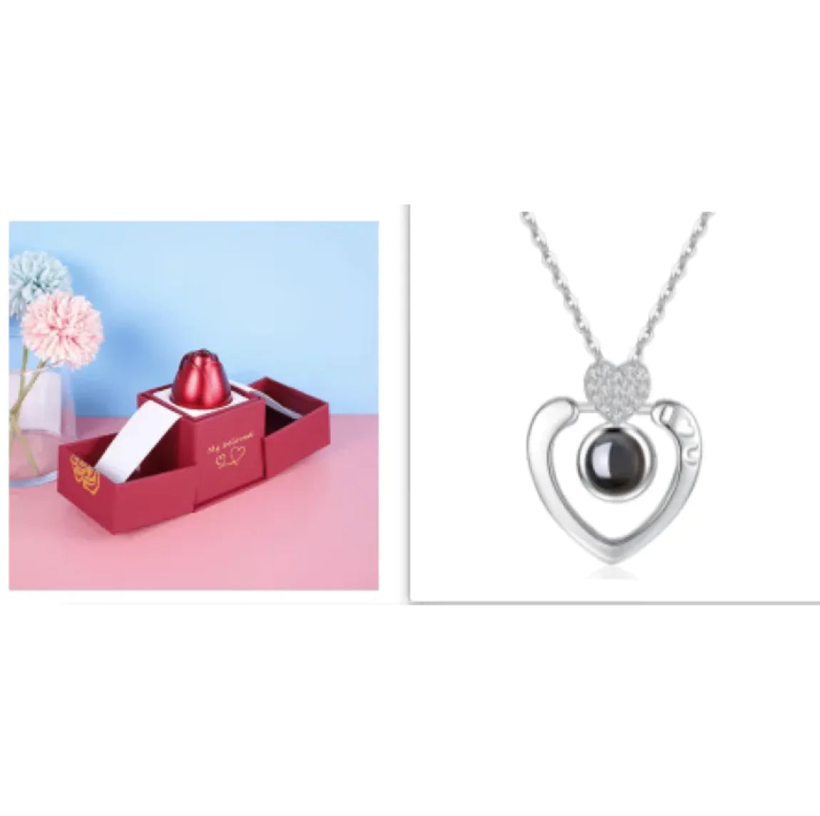 Metal Rose Jewelry Gift Box Necklace