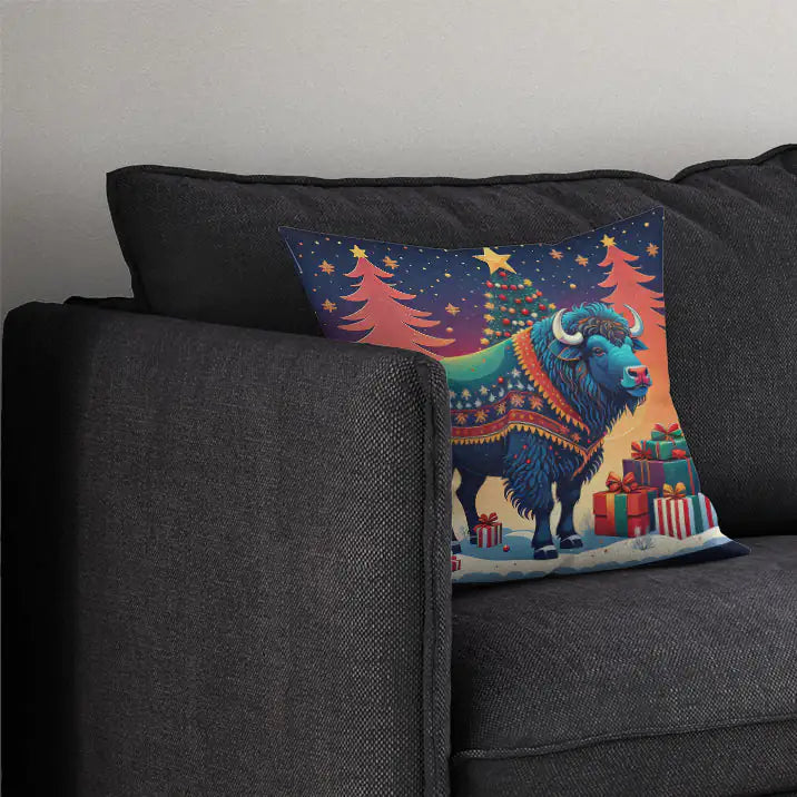 Buffalo Christmas Throw Pillow