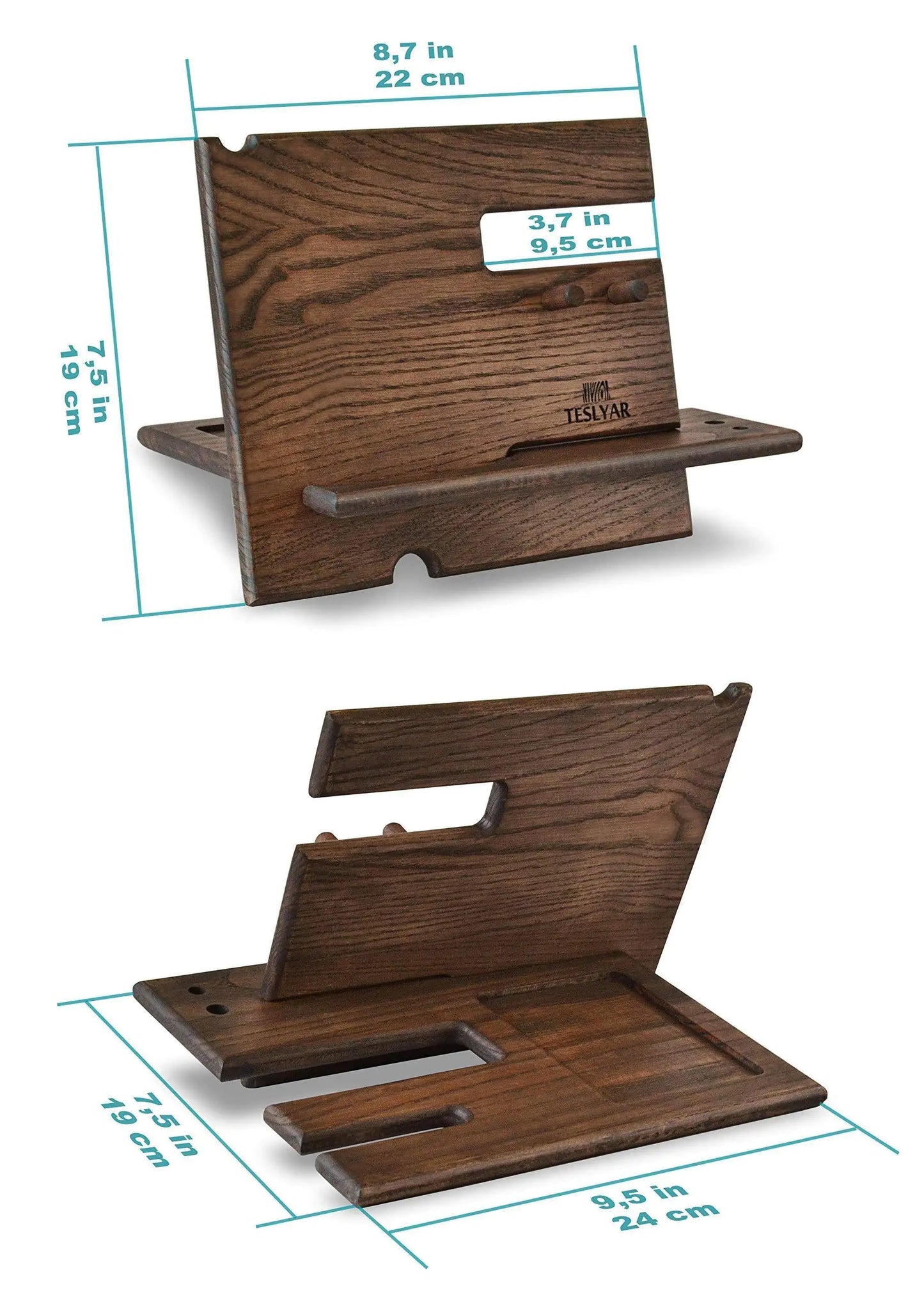 Wood Phone Docking Station Ash Key Hooks Wallet Stand Watch Organizer for Men