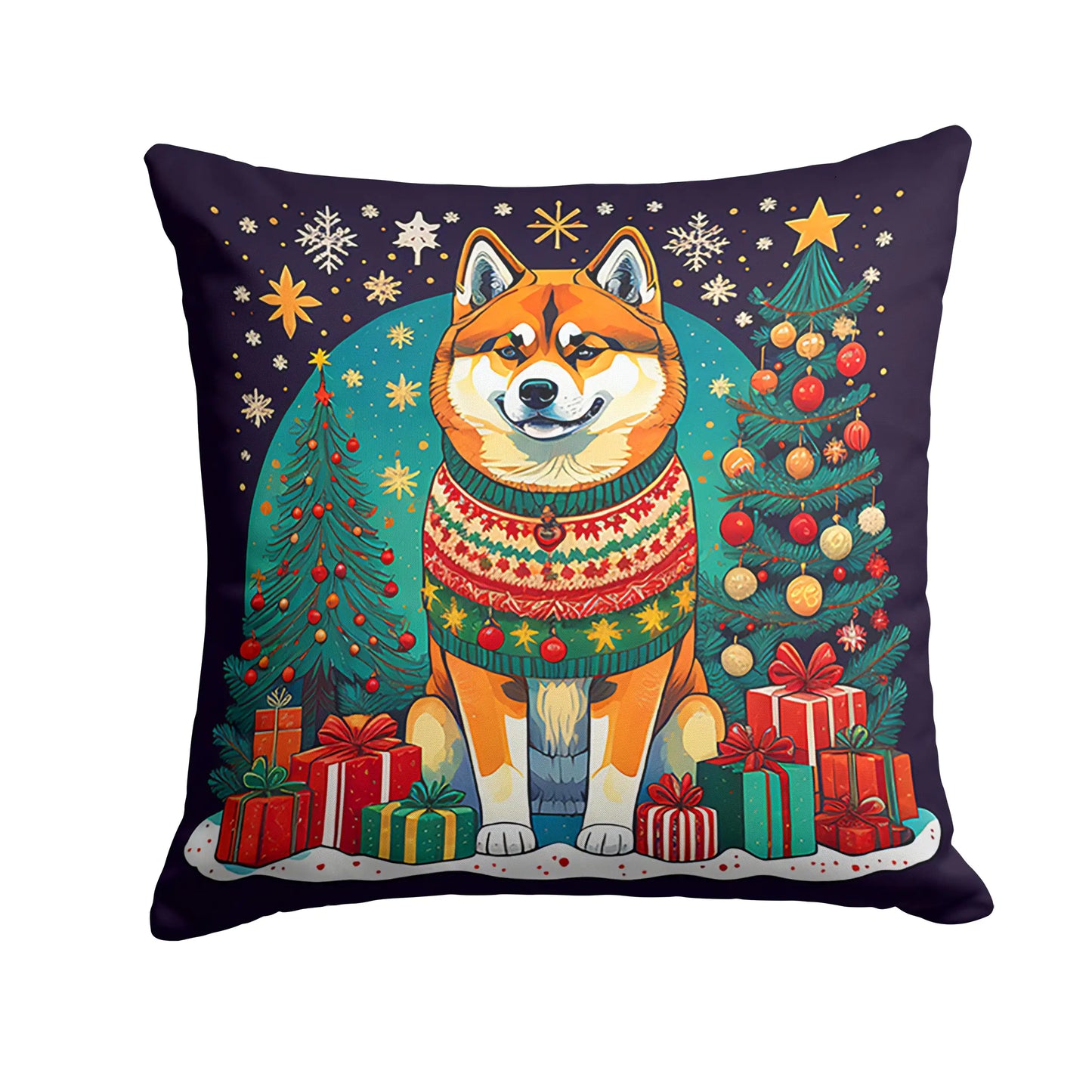 Akita Christmas Throw Pillow