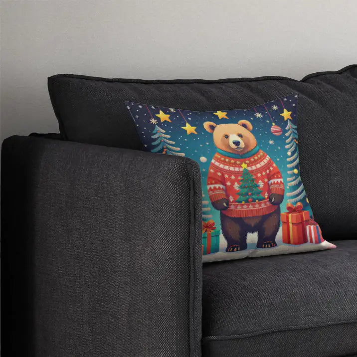 Bear Christmas Throw Pillow