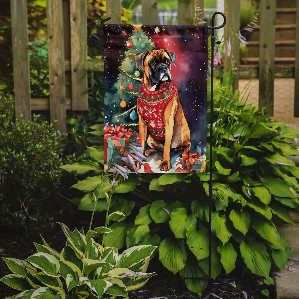 Boxer Christmas Garden Flag