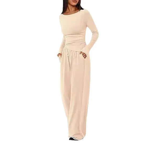 Casual Suit Long-sleeved T-shirt Wide-leg Pants