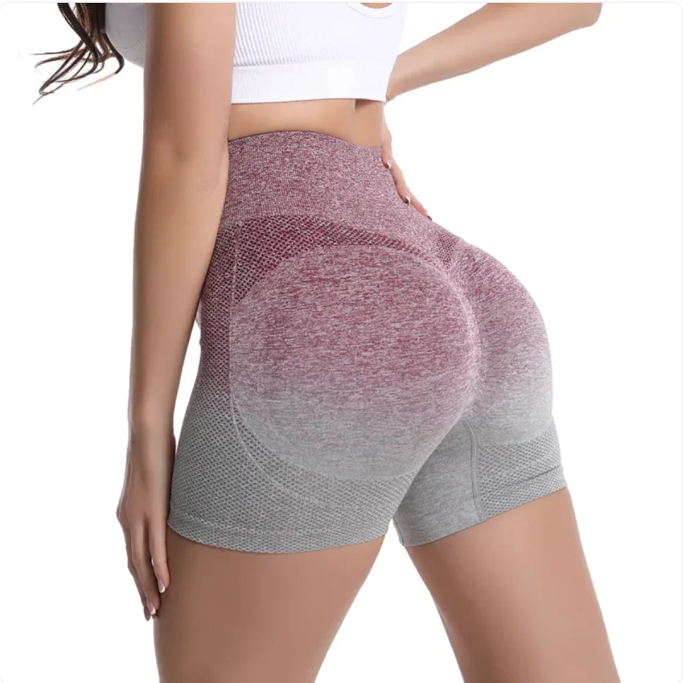 Peach High-Waist Gradient Yoga Shorts