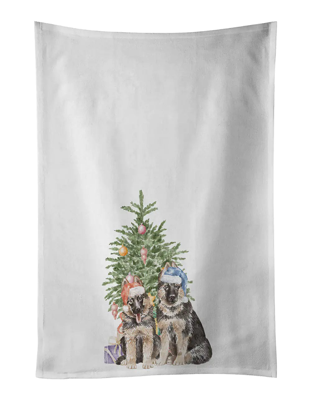 German Shepherd Momma Baby Christmas Presents and Tree Kitchen Towel Set of 2