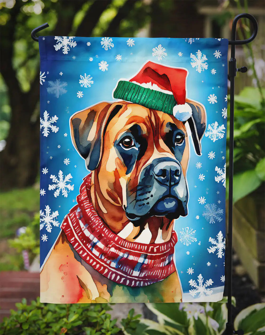 Boxer Christmas Garden Flag