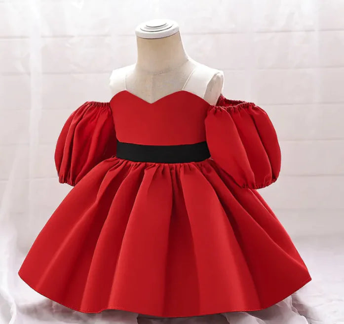 Party Festival Costumes Girls Puff Sleeve Baptism Dress