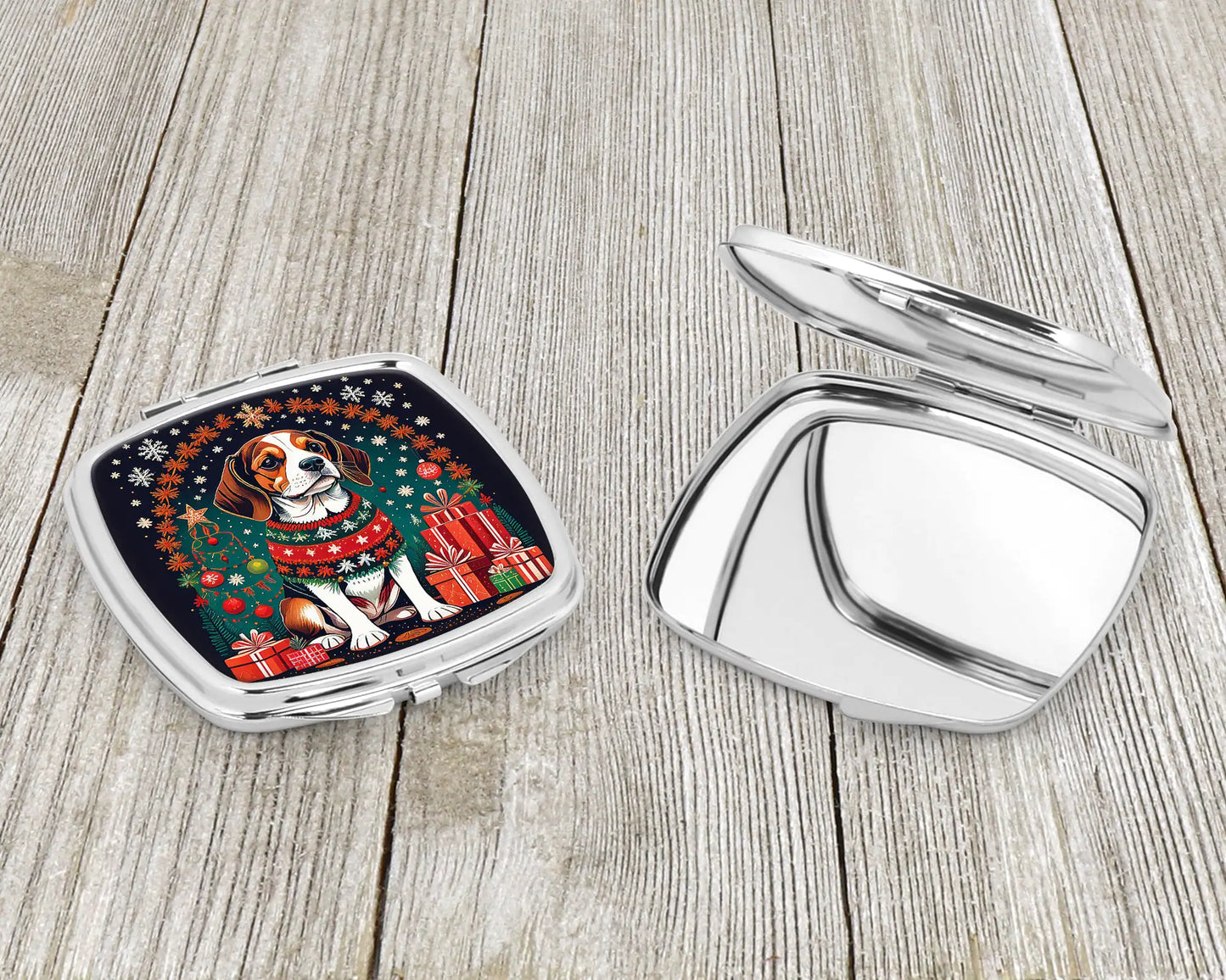 Beagle Christmas Compact Mirror