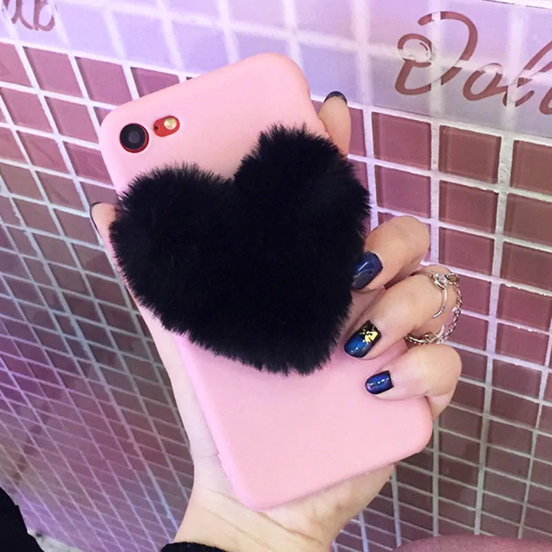 3D Furry Love Hearts iPhone Phone Case