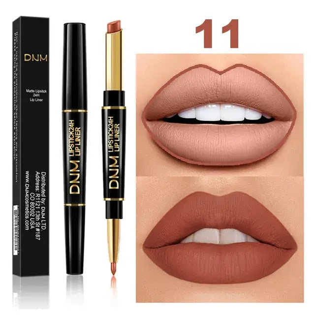 Double Ended Matte Lipstick Long Lasting Wateproof Lipsticks Brand Lip Makeup Cosmetics Dark Red Lips Liner Pencil Beauty