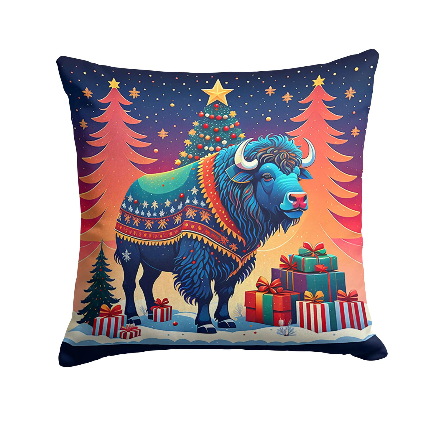 Buffalo Christmas Throw Pillow