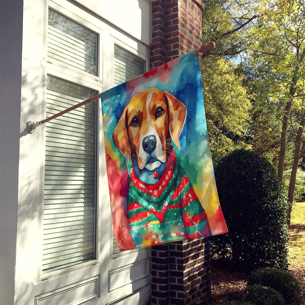 Beagle Christmas House Flag