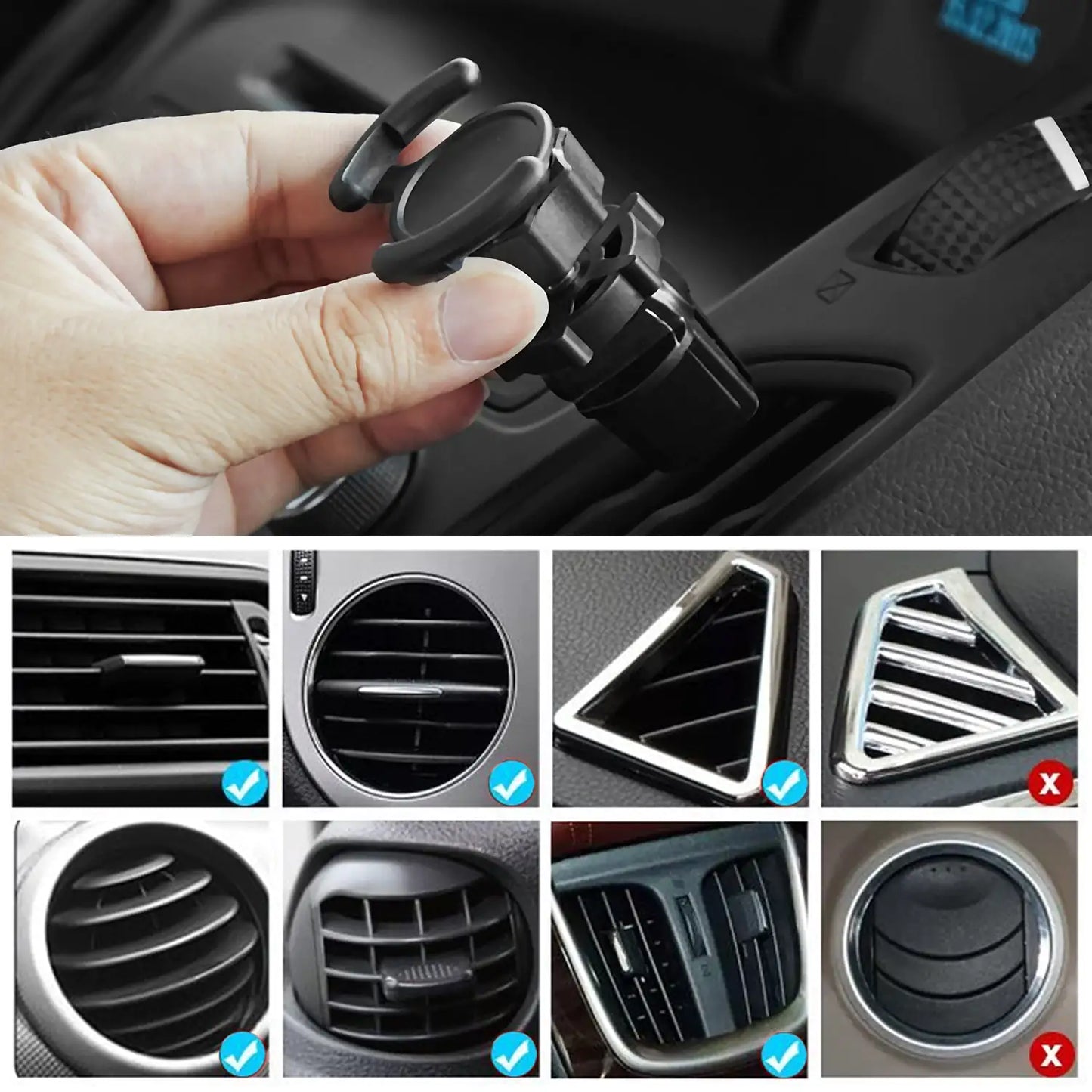 Air Vent Mount Phone Holder with Adjustable Switch Lock for Popsocket