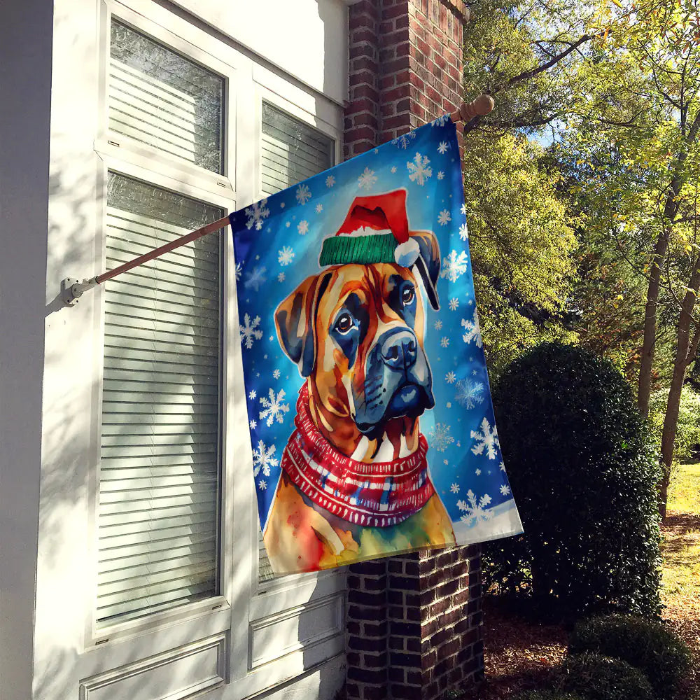 Boxer Christmas House Flag