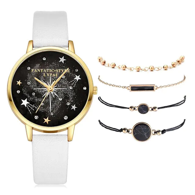 Lvpai Brand 5pcs Fashion New Bracelet Watch Set